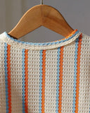Boys Orange Waffle Stripe 2pcs Summer Set – T-Shirt & Shorts