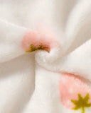 Newborn Hooded White Cherry Print Flannel Romper