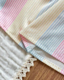 Baby Girls’ Pastel Colors Ribbon Patchwork Striped A-Line Dress