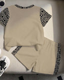 Plaid Splice Round Neck Short Sleeve T-Shirt And Shorts