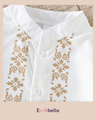 Boys Floral Print Collared Shirt And Khaki