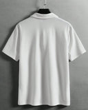 Men’s White Colour Textured Half Sleeve Casual Polo Shirt – Summer