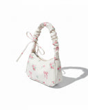 White Floral Bow Print Shoulder Bag