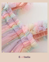 Baby Girl Elegant Pink Ombre Starry Moon Princess Dress