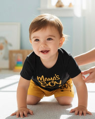 Mama’s Boy Printed Short Sleeve T-Shirt And Yellow Shorts
