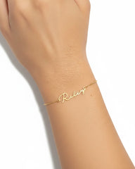 Customized Name Bracelet – Golden Stainless Steel Custom Calligraphy Jewelry Gift for Women & Men