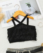 Girls Multi-Layer Tassel Halter Neck Summer Top