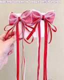 2-Piece Macaron Satin Pearl-Luster Tulle Bow Hair Clips for Girls