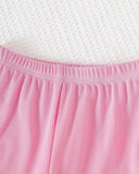 Kids Girl's Striped Pink Embroidered Flare Pants Set