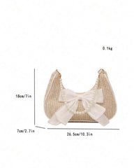 Straw Crescent Handbag For Women – Chain Shoulder Beach