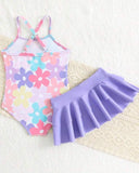 Baby Girl Purple Floral Swimwear - 2pc set