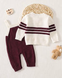 Newborn Baby Sweater Co-Ords Knit Cardigan & Burgundy Romper Set