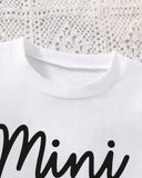 Girls Print Tee & Purple Belted Skirt Set