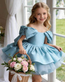 Girls Elegant Mesh and Silk Princess Dresses