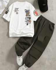 Tween Boys 2-Piece Summer Outfit – Graphic T-Shirt & Cargo Pants Set