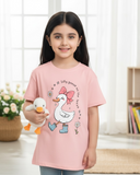 Girls’ Pink Duck Print Short Sleeve T-Shirt