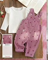 Baby Girl Heart Corduroy Overall Set, 2-Piece Winter Outfit