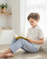 Young Boys 2-Piece Shirt & Blue Striped Pants Set