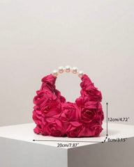 Reddish Pink Floral Pop Pearl Bag for Elegant Women