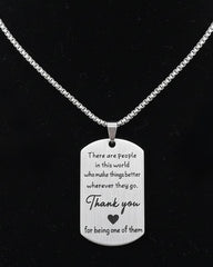 Men’s Meaningful Message Pendant Necklace – Thank You