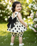 Baby Girl Polka Dot Back Bow Tank Top & Shorts Set