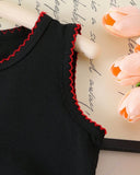 Girls Cherry Embroidered Top & Frilled Denim Skirt Set (3 Colours)