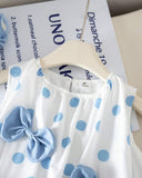 Girls 2-Piece 3D Bow Sleeveless Top & Blue Bloom Shorts Set