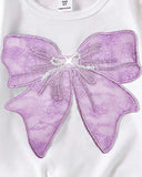 Tween Girls Purple Bow Embroidery T-Shirt & Cargo Pants Set