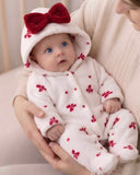 Newborn Red Bow Hooded Romper
