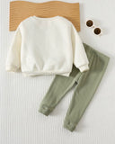 2pcs Baby Boy Dinosaur Printed Round Neck Shirt And Blue Pants Se