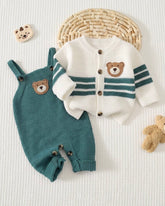 Newborn Baby Sweater Co-Ords Knit Cardigan & Mint Green Romper Set