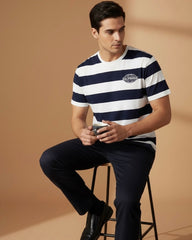 Color block Striped Digital Print Graphic T-Shirt For Men