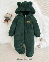 Baby Unisex Green Hooded Jumpsuit
