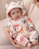 Bowknot Double-Sided Plush Baby Hooded Romper