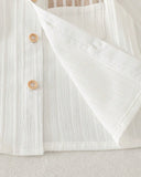 2PCS Baby Boy White and Brown Retro Casual Set