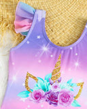 Ombre Unicorn Print Bodysuit Swimwear- 2pc Set
