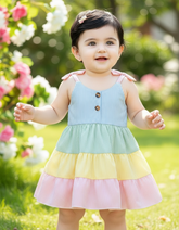Baby Girl Striped Ruffle Hem Cami Dress