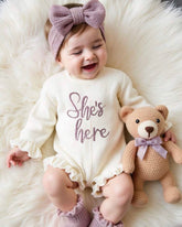 2Pcs Set Dusty Purple Newborn Photography Outfits With Bow Headband