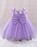 Baby Girls Mauve Purple Floral Tulle Princess Dress – Birthday Outfit