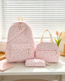 3-Piece Fashionable Collegiate Style Backpack Set – Heart & Bow Print