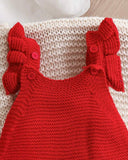 Newborn Baby Girl Red Floral Pattern Knitted Cardigan and Romper