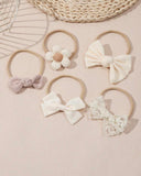5pcs/Set Beige Baby Girl Flower & Bow Decor Headbands