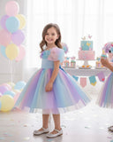 Baby Girls Rainbow Strap Party Dress – Elegant Birthday & Flower Girl Dress