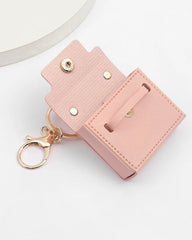 Womenβs Leather Pink Bag Charm Keychain with Holder
