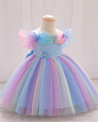 Baby Girls Rainbow Strap Party Dress – Elegant Birthday & Flower Girl Dress