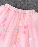 Girls Pink 3D Unicorn Cap Sleeve T-Shirt & Mesh Skirt 2-Piece Set