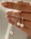 3Pcs High Quality Jewelry Set – Faux Pearl Necklace & Earrings
