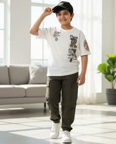 Tween Boys 2-Piece Summer Outfit – Graphic T-Shirt & Cargo Pants Set