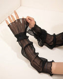1 pair of Elegant Pleated Arm Sleeves for Women (Black, White, Purple, Grey, Pink)