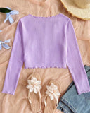 Tween Girls Ribbed V-Neck Ruffle Trim Button Front Cardigan